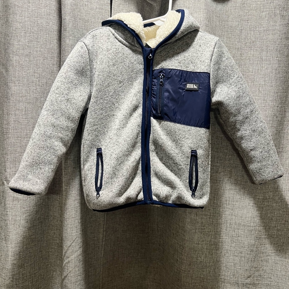 NEW- Eddie Bauer kids Gray and Blue Hooded Jacket
